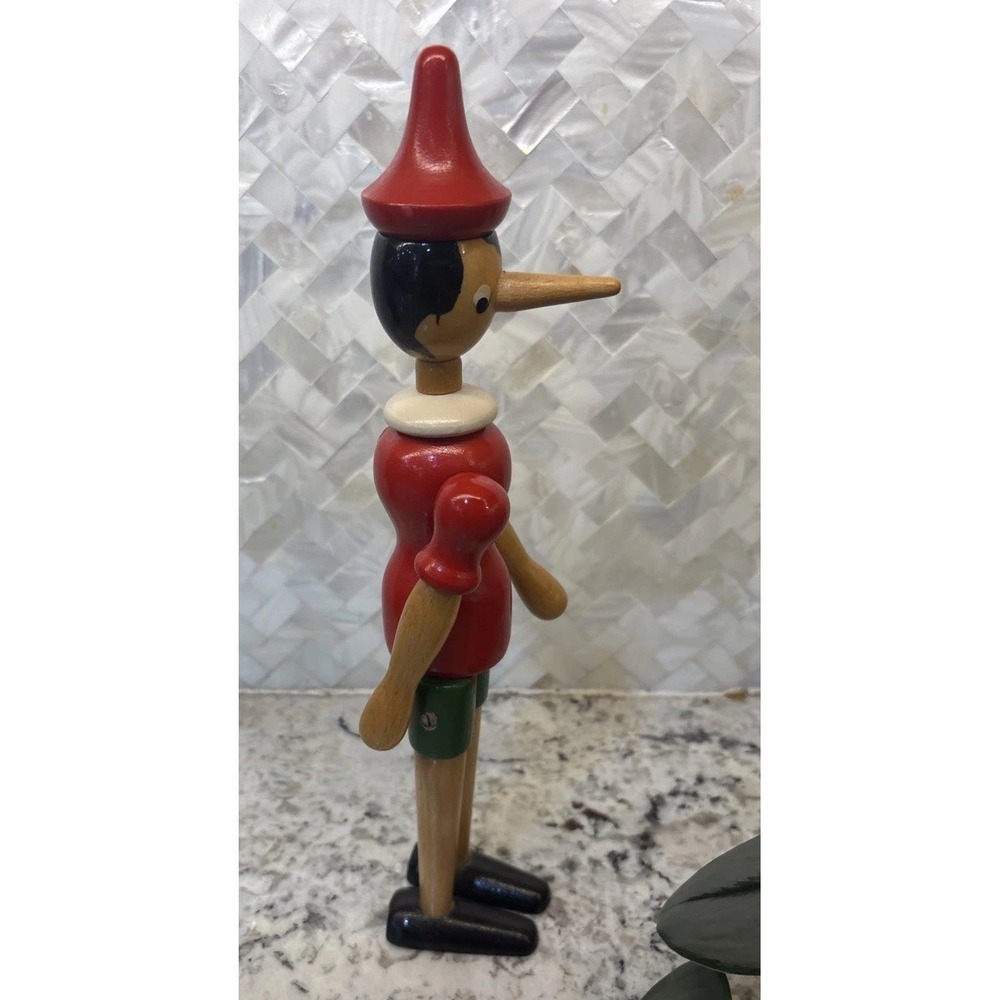 Vintage Pinocchio Jointed Articulated Doll Wooden Decor fairytales Geppetto - Picture 4 of 16